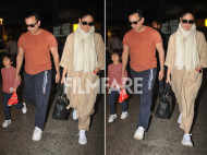 Kareena Kapoor and Saif Ali Khan return from South Africa with Taimur and Jehangir. Pics: