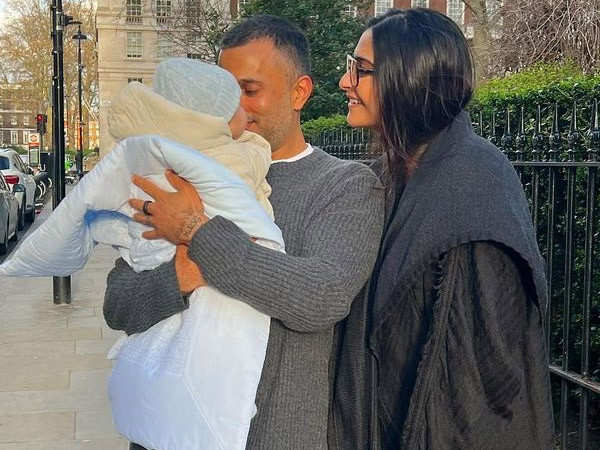 Sonam Kapoor and Anand Ahuja take a stroll with their son Vayu in Notting Hill. See pics: