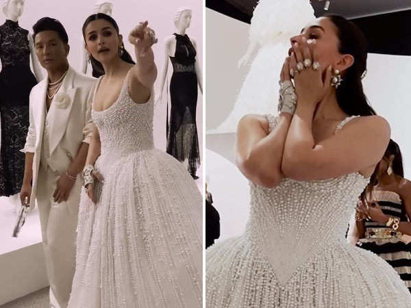 Alia Bhatt being amazed by Karl Lagerfeld's collection at the Met Gala