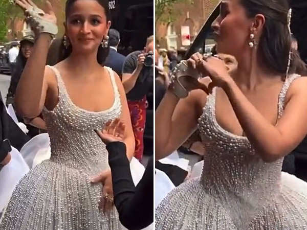 Alia Bhatt blows kisses to waiting fans at the Met Gala
