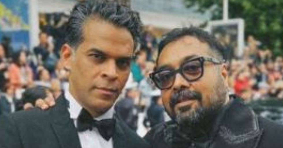 Anurag Kashyap and Vikramaditya Motwane pose on the red carpet of the Cannes Film Festival