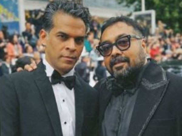 Anurag Kashyap and Vikramaditya Motwane pose on the red carpet of the Cannes Film Festival