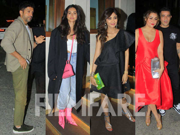 Bollywood celebs photographed at a posh restaurant in the city