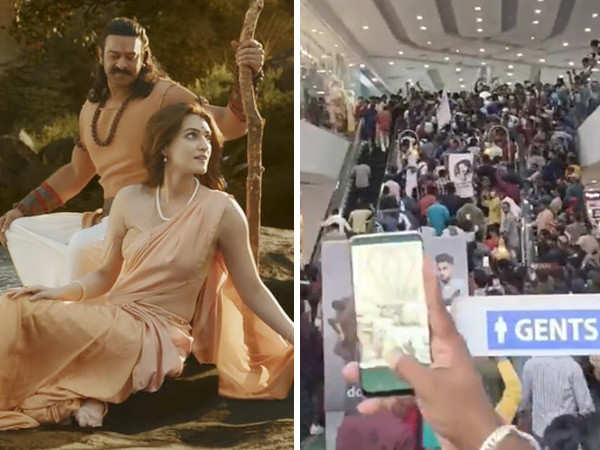 Prabhas and Kriti Sanon welcomed with applause at Adipurush's trailer fan screening in Hyderabad