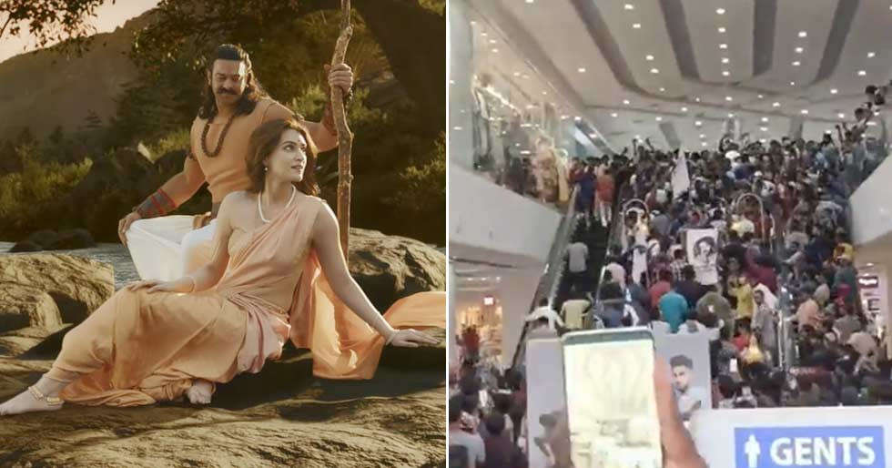 Prabhas and Kriti Sanon welcomed with applause at Adipurushs trailer fan screening in Hyderabad