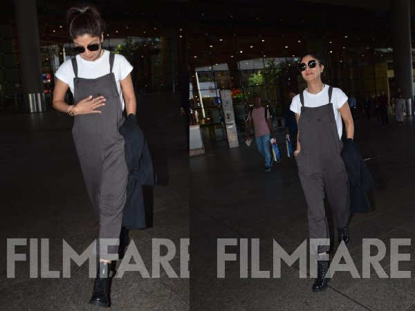 Shilpa Shetty photographed at the airport in Mumbai