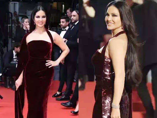 Sunny Leone stuns in a velvet gown at the Cannes 2023 red carpet; see here