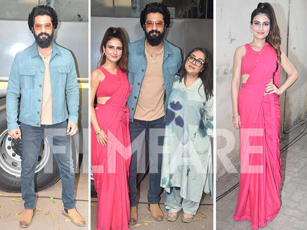 Vicky Kaushal poses with Meghna Gulzar and Fatima Sana Shaikh at the promotions of Sam Bahadur