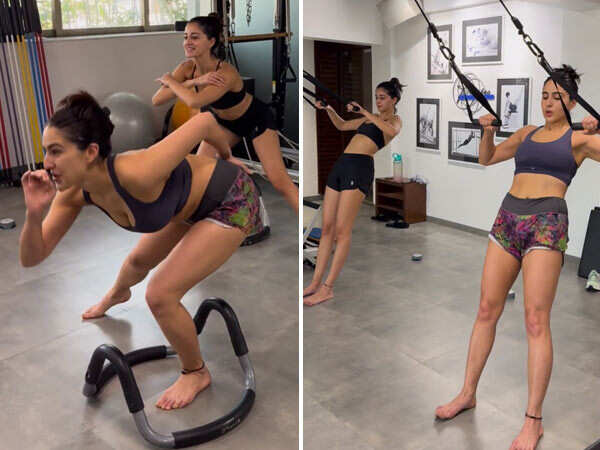 Ananya Panday and Sara Ali Khan sweat it out in the gym. Watch: