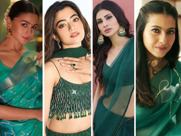 Celebrity-Inspired Peacock Green Outfits for Navratri Day 9: Alia Bhatt, Rashmika Mandanna and more