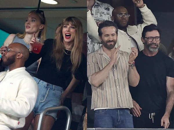 Taylor Swift attends a NFL game with Sophie Turner, Ryan Reynolds, Blake Lively and more. Pics: