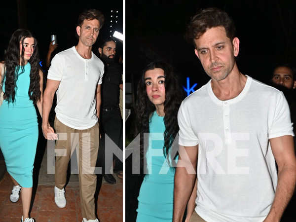 Hrithik Roshan and Saba Azad clicked hand-in-hand outside an upscale restaurant last night