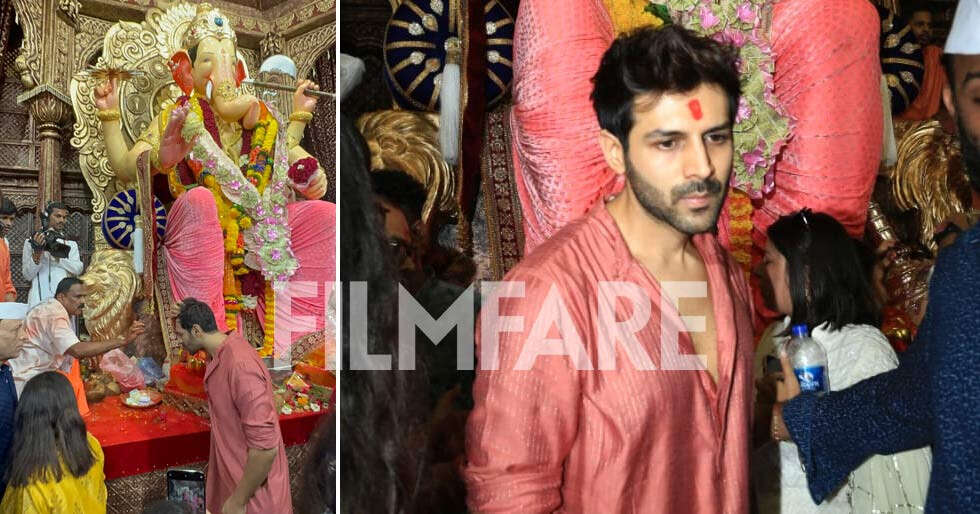 Kartik Aaryan celebrates Ganesh Chaturthi at Lalbaugcha Raja in Mumbai ...