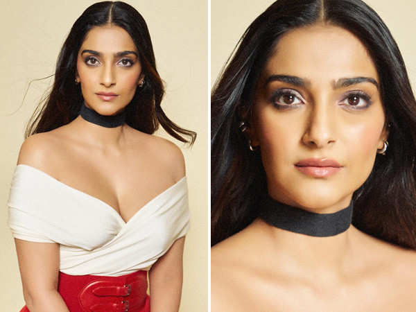 Sonam Kapoor brings the glamour in a red-and-white look. See pics:
