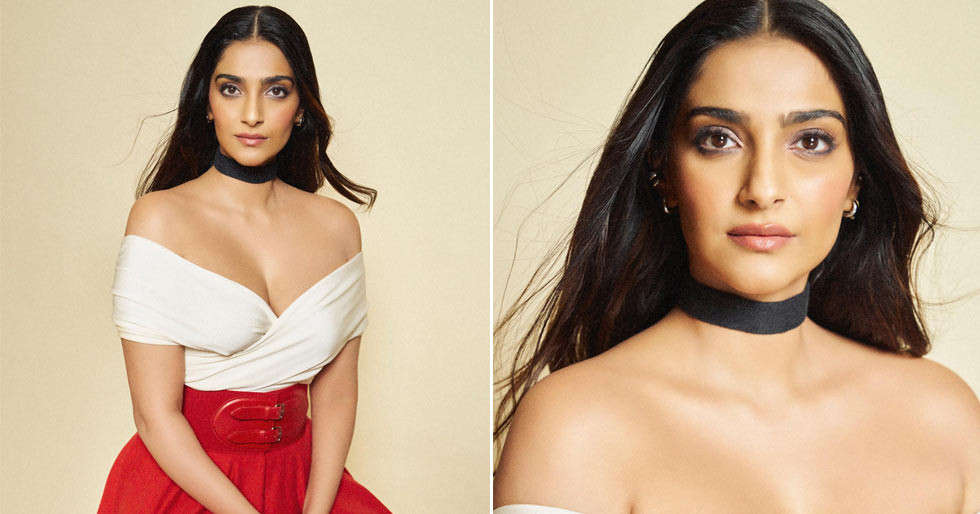 Sonam Kapoor brings the glamour in a red-and-white look. See pics: