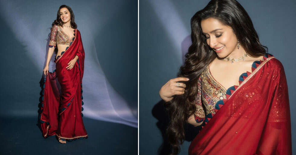 Photos: Shraddha Kapoor paints the town red in a satin saree