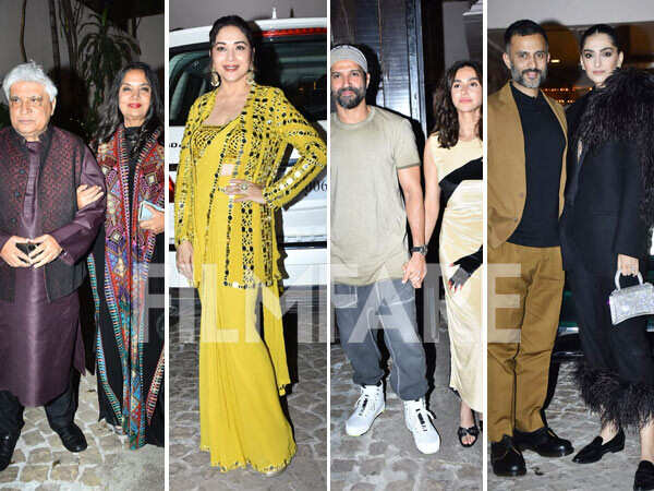 Sonam Kapoor, Madhuri Dixit and more attend Javed Akhtar’s birthday bash. Pics: