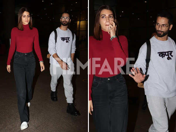 Teri Baaton Main Aisa Uljha Jiya co-stars Kriti Sanon and Shahid Kapoor get clicked at the airport
