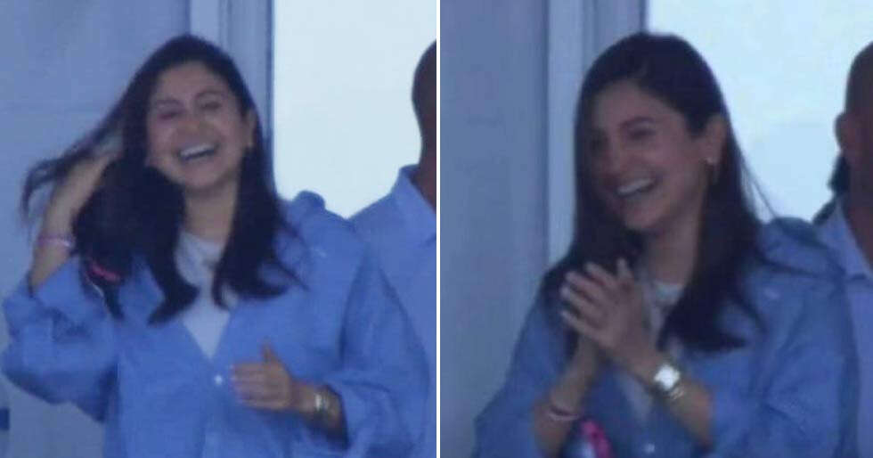 Anushka Sharma cheers for Virat Kohli as team India beats Pakistan