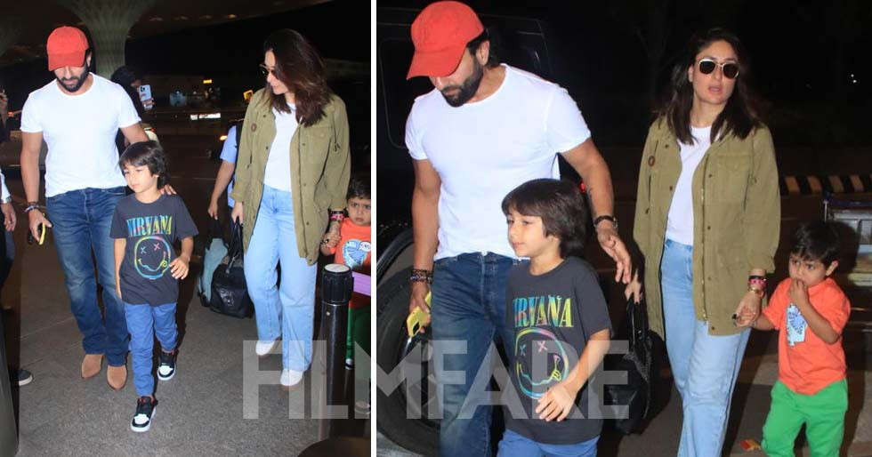 Kareena Kapoor Khan & Saif Ali Khan twin in white in latest airport photos