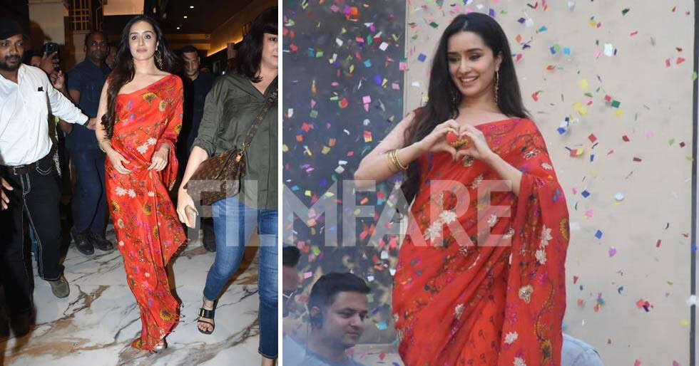 Shraddha Kapoor stuns in a red saree at Stree 2 teaser launch