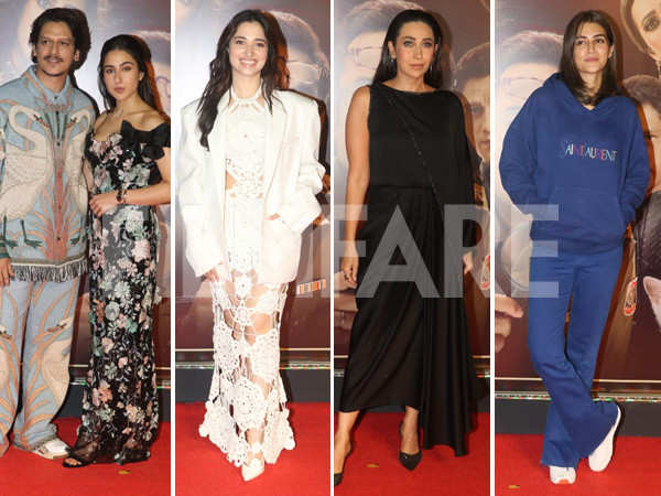 Sara Ali Khan, Vijay Varma and others turn up in style at the screening of Murder Mubarak. Pics: