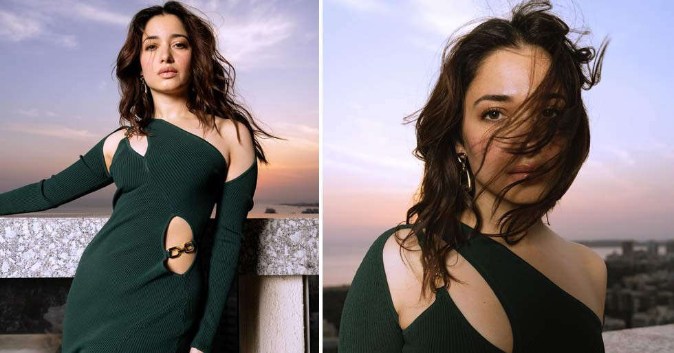 In Pics: Tamannaah Bhatia raises the temperatures in a forest green cut-out dress