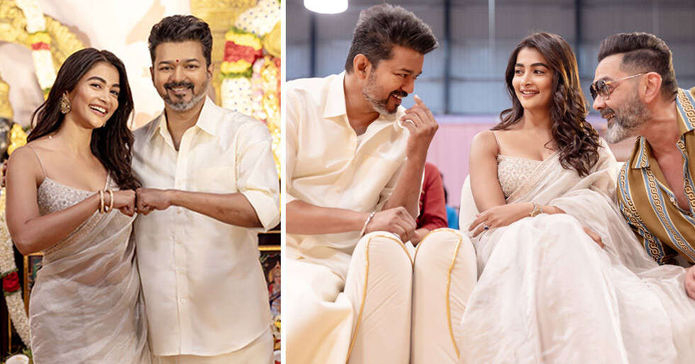 Vijay Pooja Hegde Bobby Deol at Thalapathy 69s Mahurat Pooja