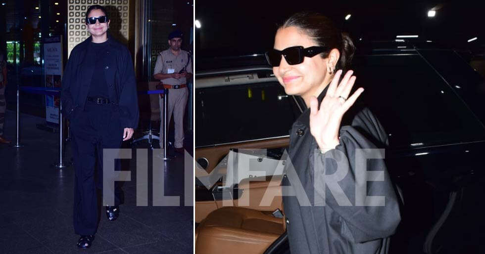 Photos: Anushka Sharma returns to Mumbai from London in an all-black look