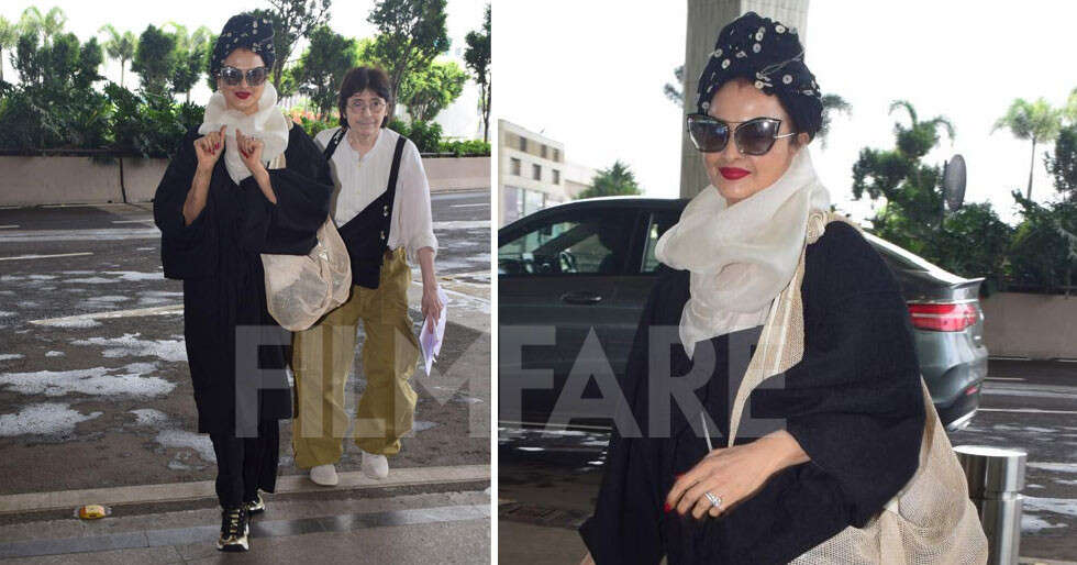 PHOTOS: Rekha looks stunning while entering the airport | Filmfare.com