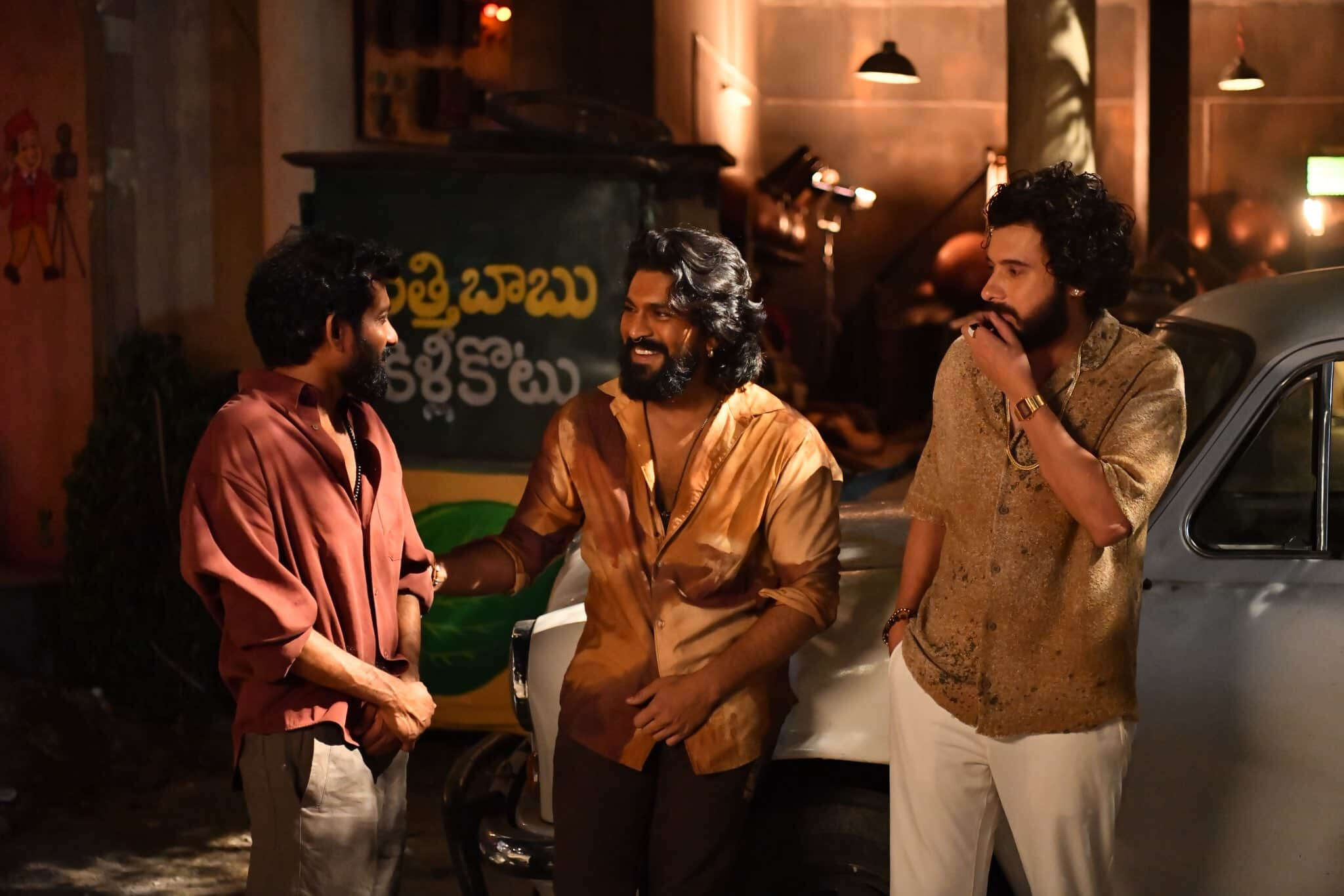 Ram Charan, Sana Buchi Babu and Divyendu Sharma on the sets of Peddi