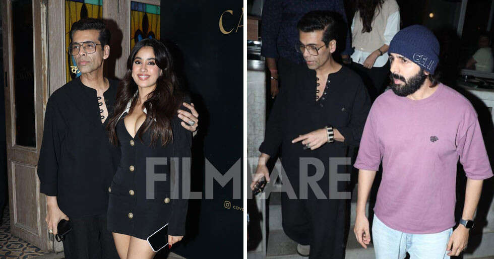 Pics: Karan Johar, Janhvi Kapoor & Kartik Aaryan party together