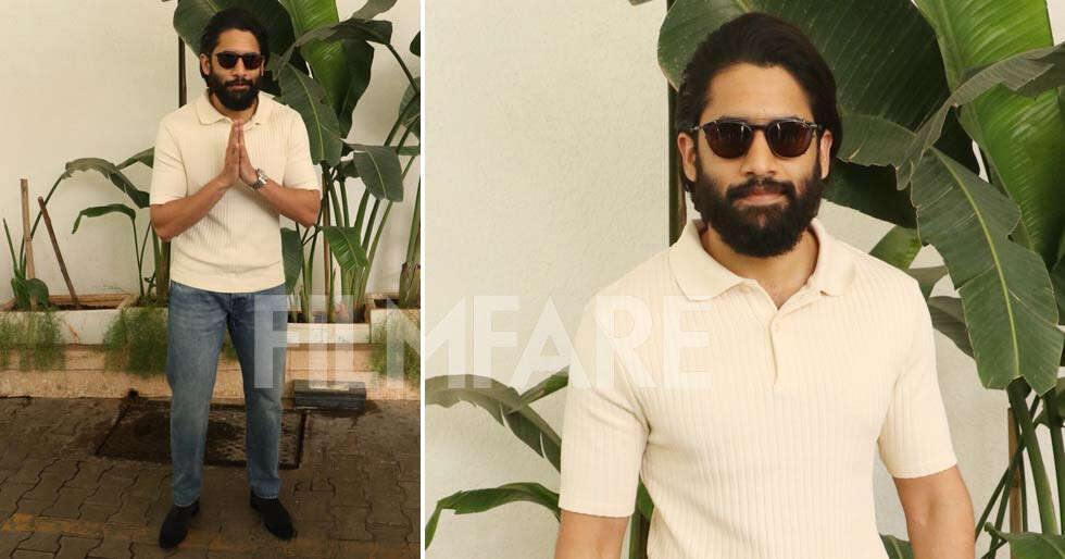 Photos: Naga Chaitanya looks suave in white for Thandels event