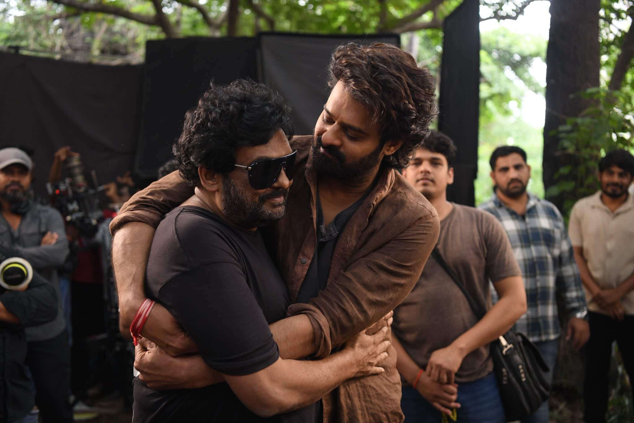 Prabhas and Puri Jagannadh on the sets of The Raja Saab