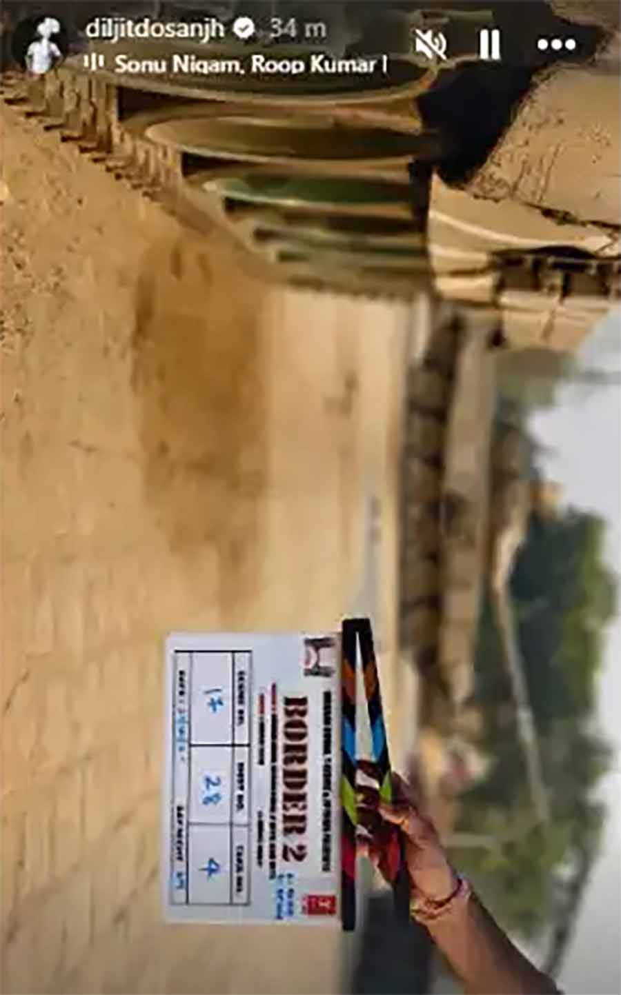 Diljit shared a photo from the set of Border 2