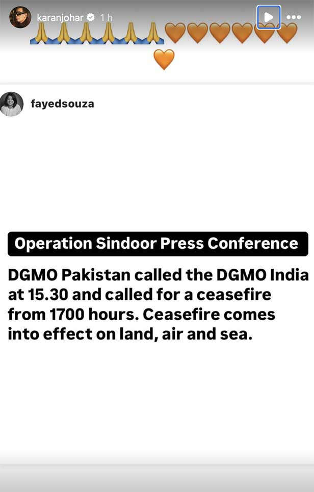 India Pakistan Ceasefire: Karan Johar