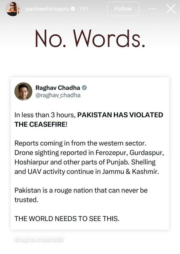 Pakistan For Ceasefire Violation: Parineeti Chopra