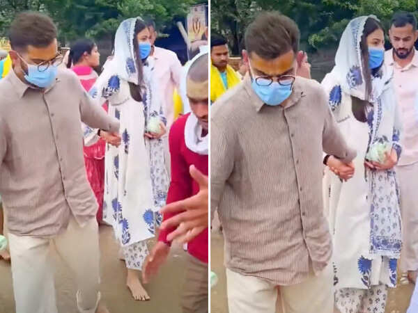 ছবি — আনুশকা শর্মা এবং বিরাট কোহলি আবার বৃন্দাবনে প্রেমানন্দ মহারাজের আশ্রমে যান।