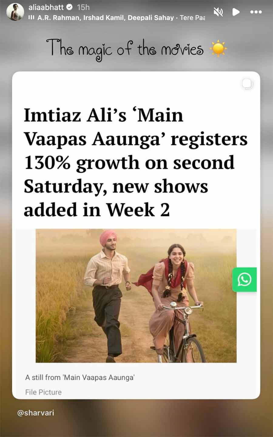Alia Bhatt Sharvari Main Vaapas Aaunga