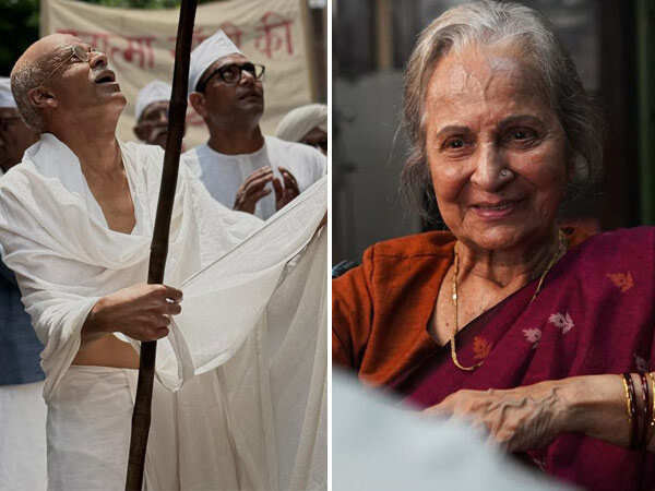মনোজ বাজপেয়ী গান্ধীতে রূপান্তরিত — ওয়াহিদা রেহমান গান্ধী এবং আমার মায়ের প্রথম চেহারাতে পুতলিবাই হিসাবে।