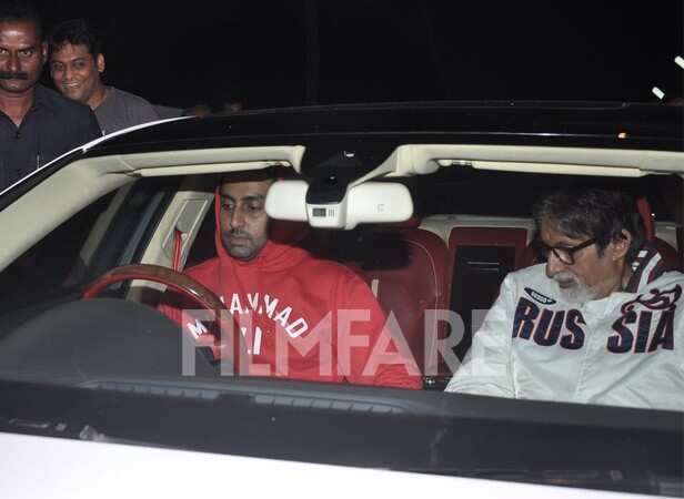 Amitabh and Abhishek Bachchan watch a film together | Filmfare.com