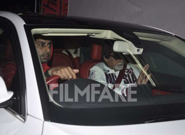 Amitabh and Abhishek Bachchan watch a film together | Filmfare.com