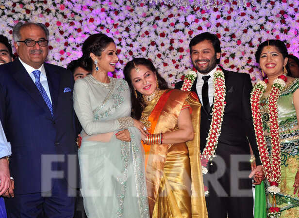 Sridevi and Boney Kapoor celebrate with Jaya Prada 