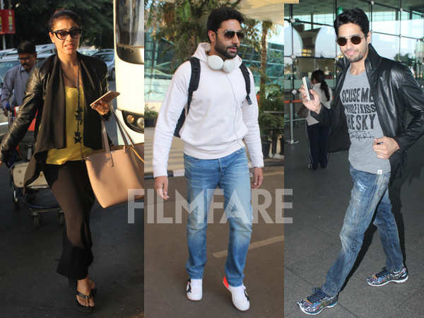 Kajol, Sidharth, Abhishek clicked at the airport