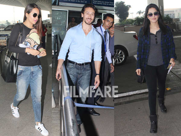 Sonakshi Sinha, Tiger Shroff, Sunny Leone clicked at the airport