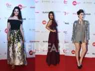 Saiyami Kher, Rhea Chakraborty and Urvashi Rautela arrive at the Jio Filmfare Awards pre-awards party