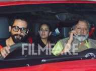 Shahid Kapoor, Pankaj Kapur and Mira Rajput attend a screening of Rangoon