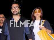 Shilpa Shetty spotted hand-in-hand with husband Raj Kundra at the airport