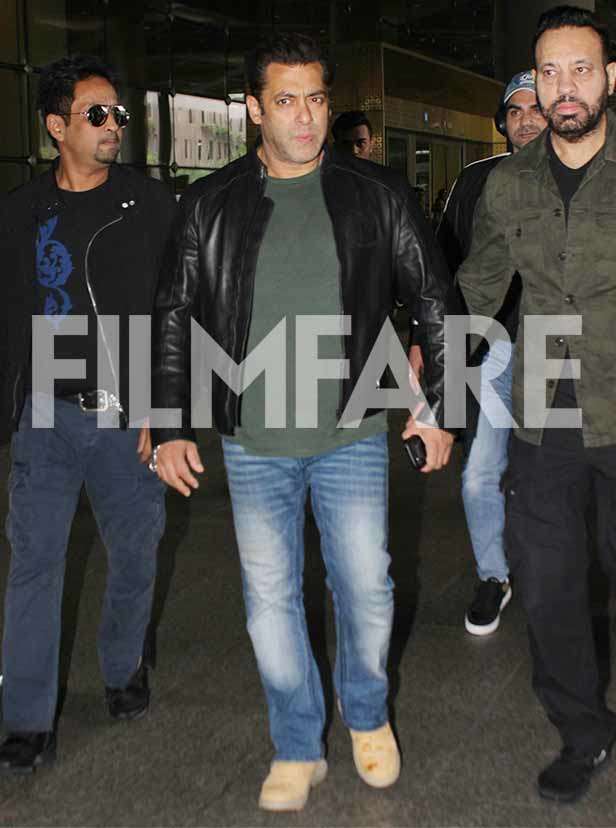 Salman Khan Rocks His Airport Fashion In A Plush Leather Jacket