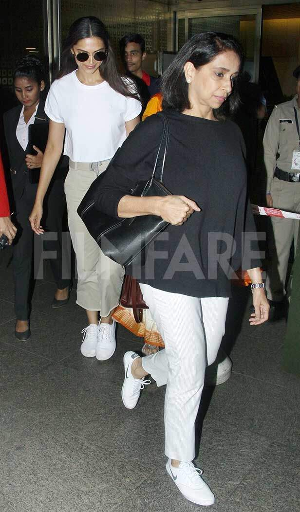 Happy Deepika Padukone returns to Mumbai with her mom | Filmfare.com